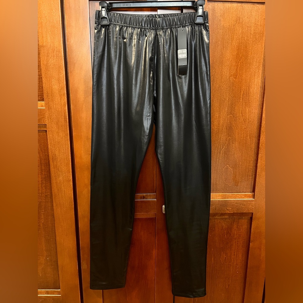 Faux Black Leather Leggings L/XL